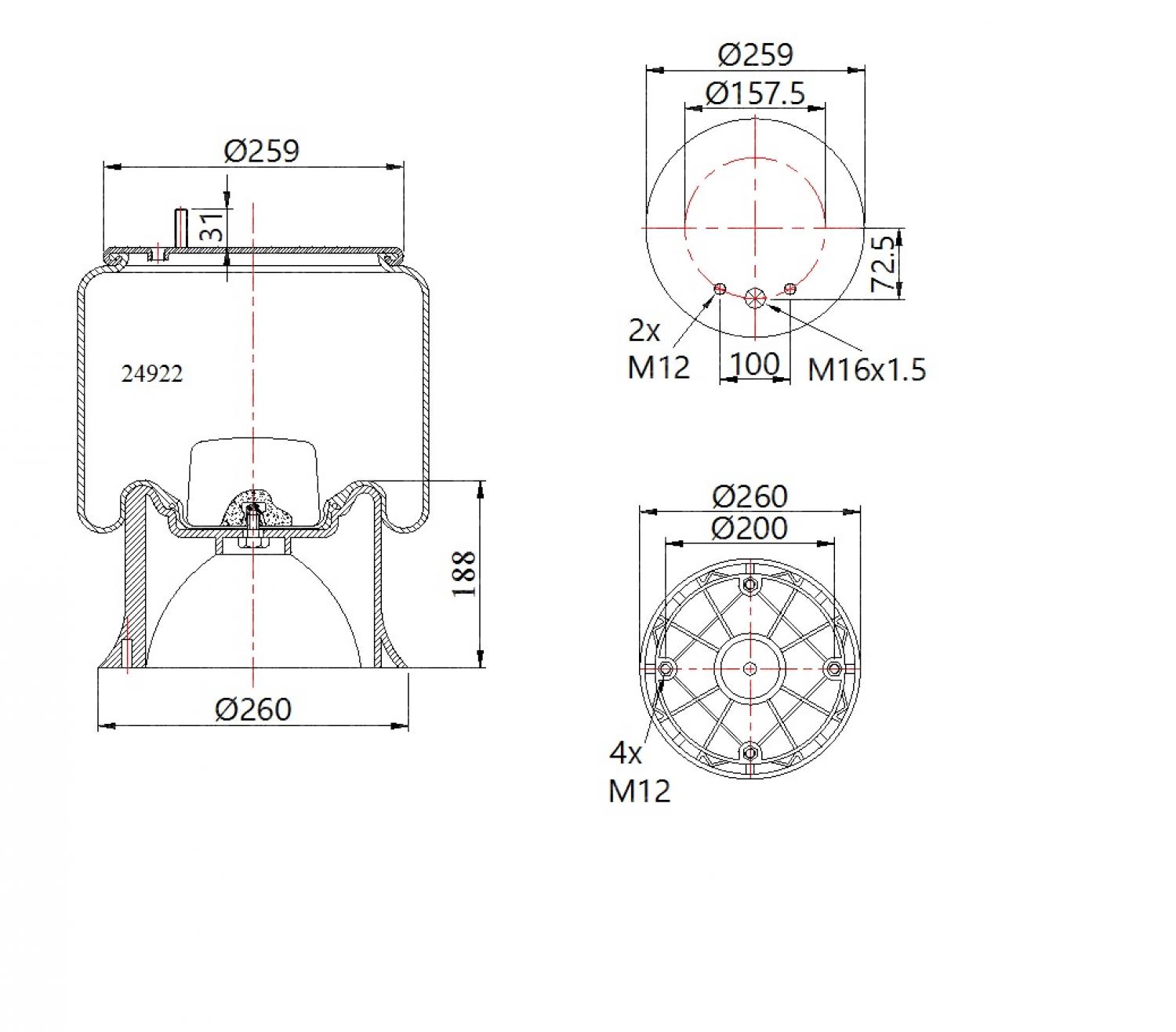 24922 KPP US; RENAULT 220 MIDLUM KOMPLE PLAS.PİSTONLU-;5010600262; 5010630801; 7422025611; ; 